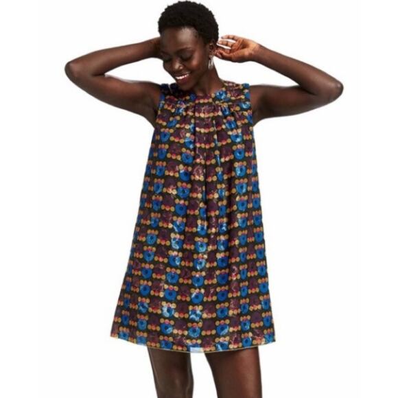 Anna Sui for Target Multicolor Metallic Geometric Print Sleeveless Mini Dress 9 - Picture 2 of 6